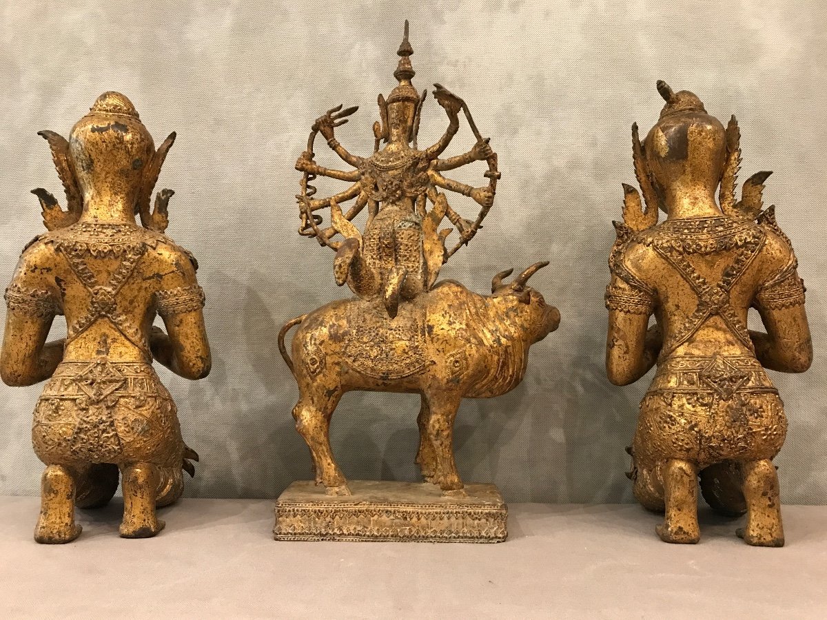 3 Pièces En Bronze Bouddhas Style Rattanakosim D’époque Fin XIX ème -photo-7