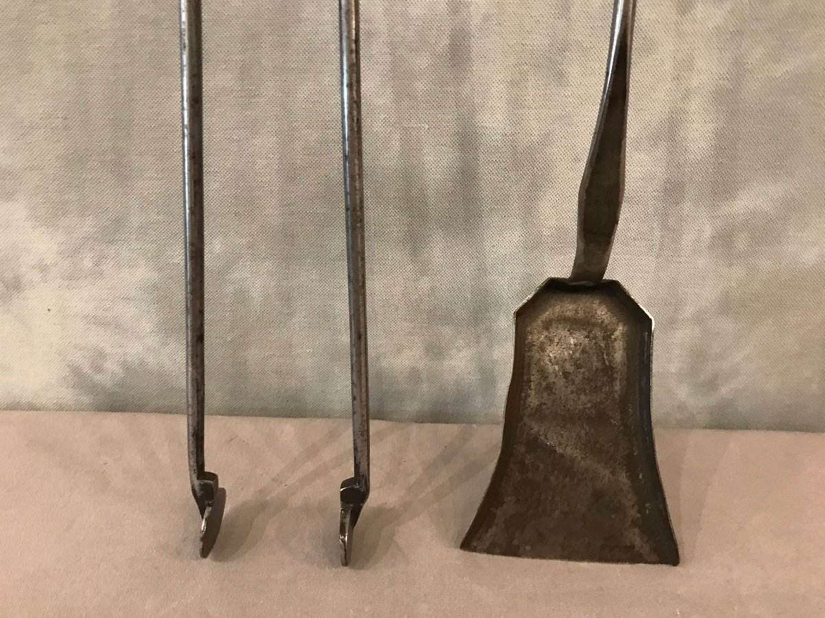 Set Of A Shovel And A Tong In Iron And Bronze From The Early 19th Century-photo-4