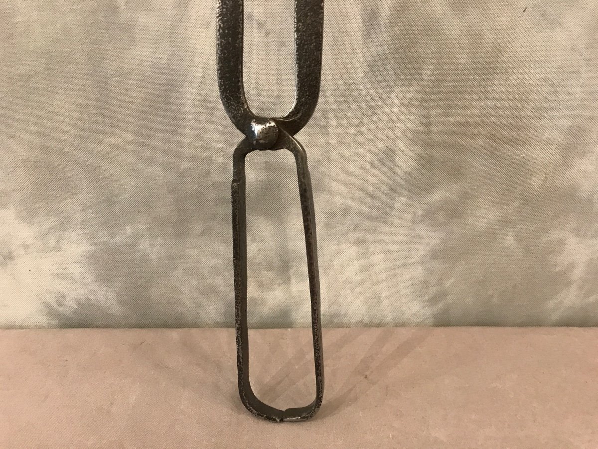 Large Log Tongs With Iron And Bronze Arms From The Late 18th Century-photo-2