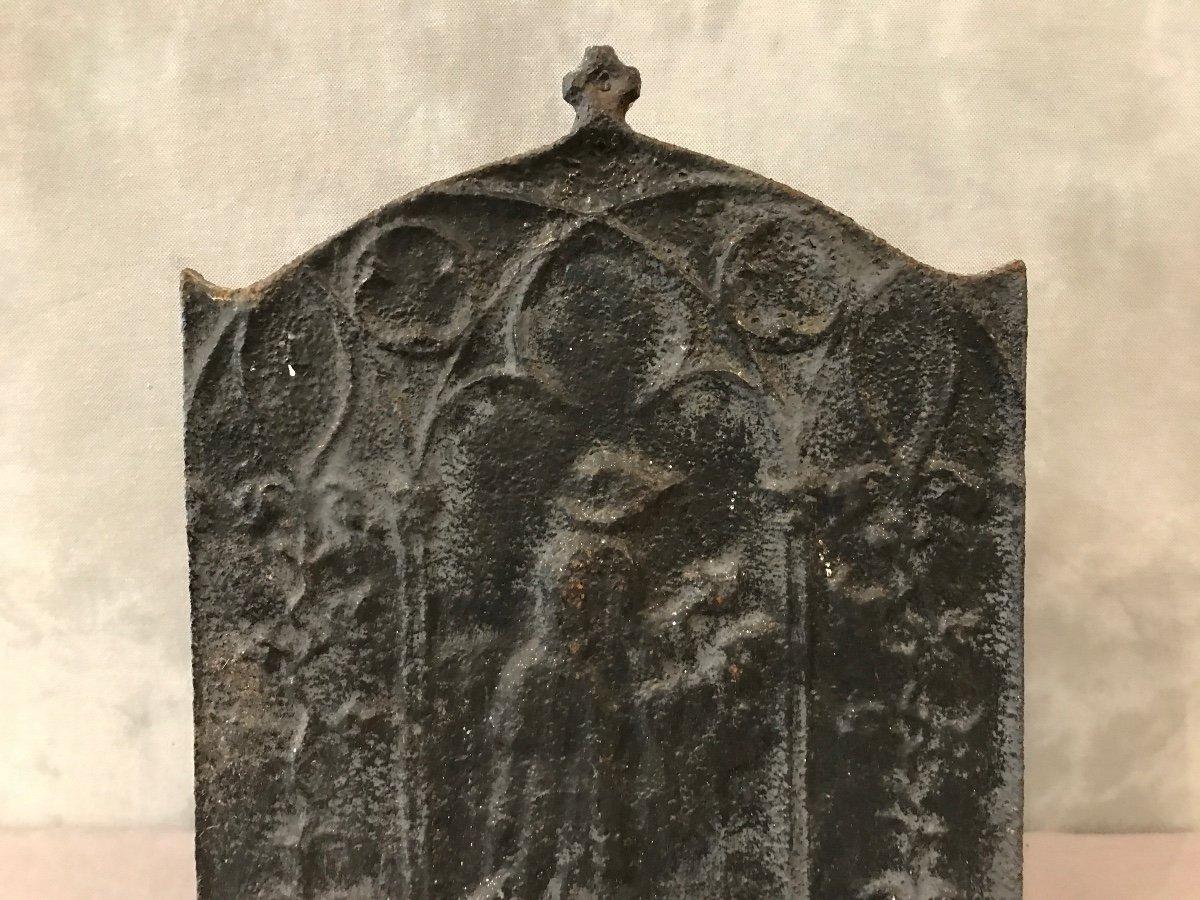 Small 18th Century Cast Iron Fireplace Plate-photo-2