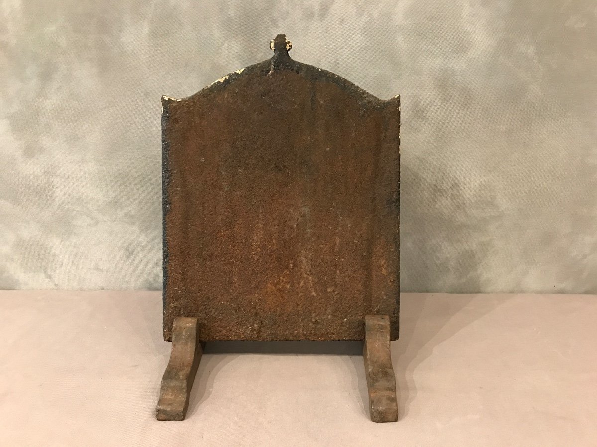 Small 18th Century Cast Iron Fireplace Plate-photo-1
