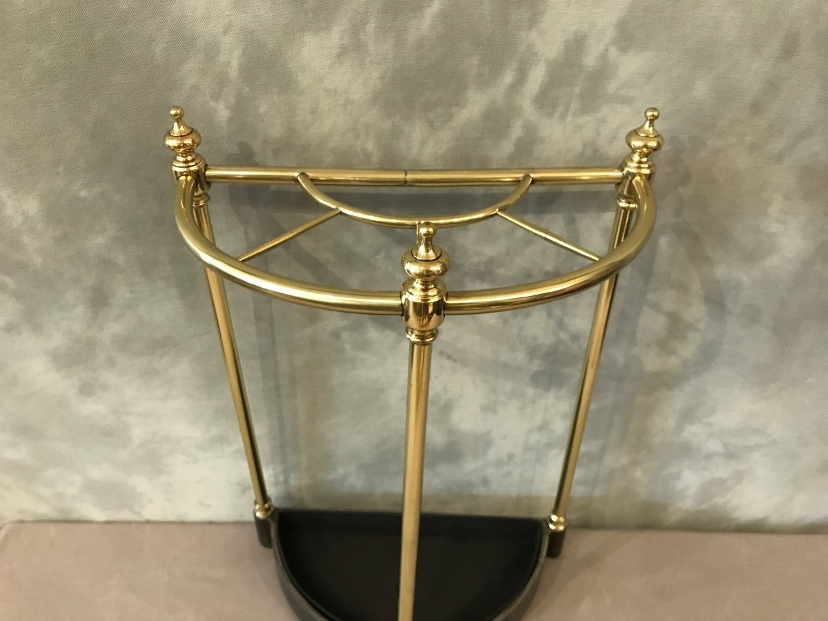 19th Century Semi-circle Brass Umbrella Stand-photo-3