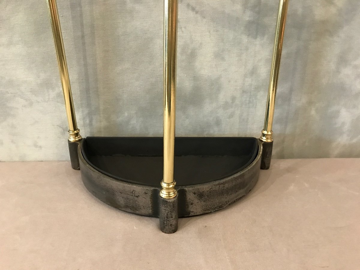 19th Century Semi-circle Brass Umbrella Stand-photo-4