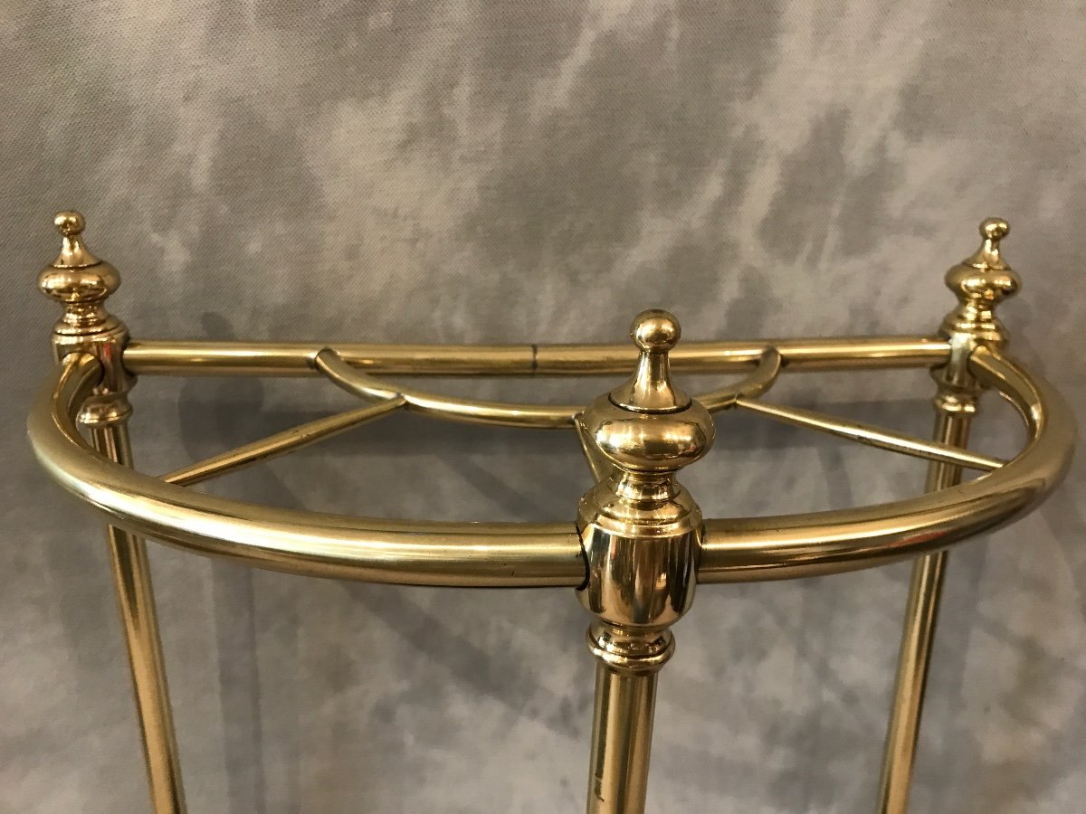 19th Century Semi-circle Brass Umbrella Stand-photo-1