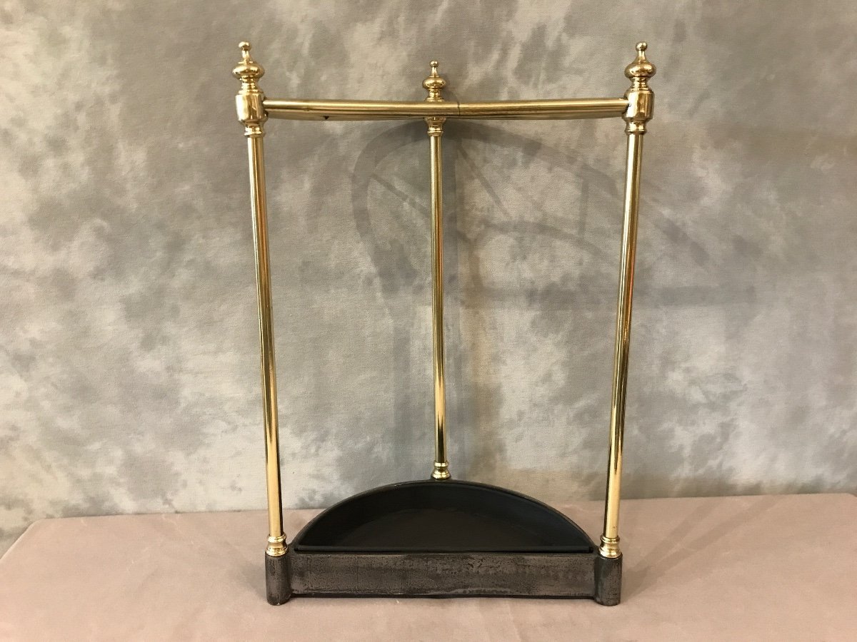 19th Century Semi-circle Brass Umbrella Stand-photo-2