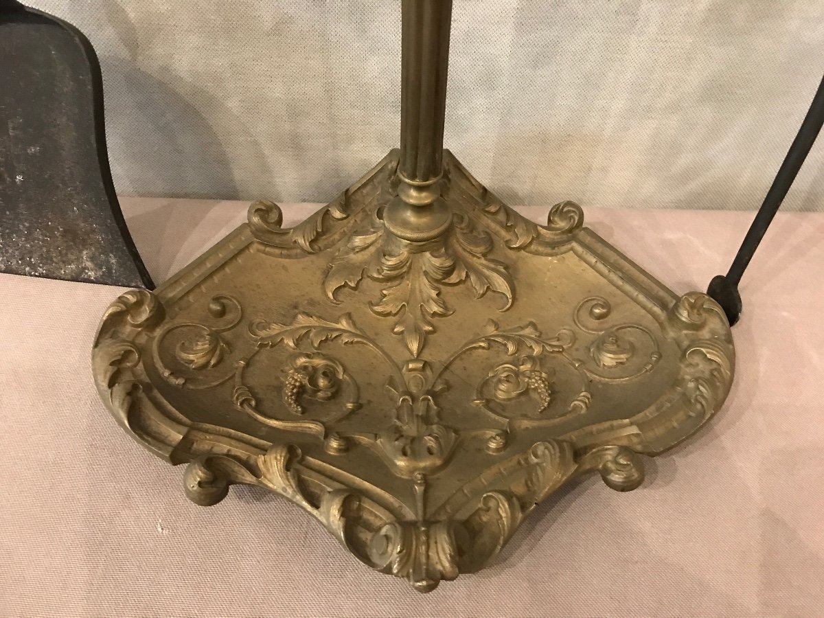 Serviteur De Cheminée En Bronze Et fer  D’époque 19 ème De Style Louis XVI -photo-2