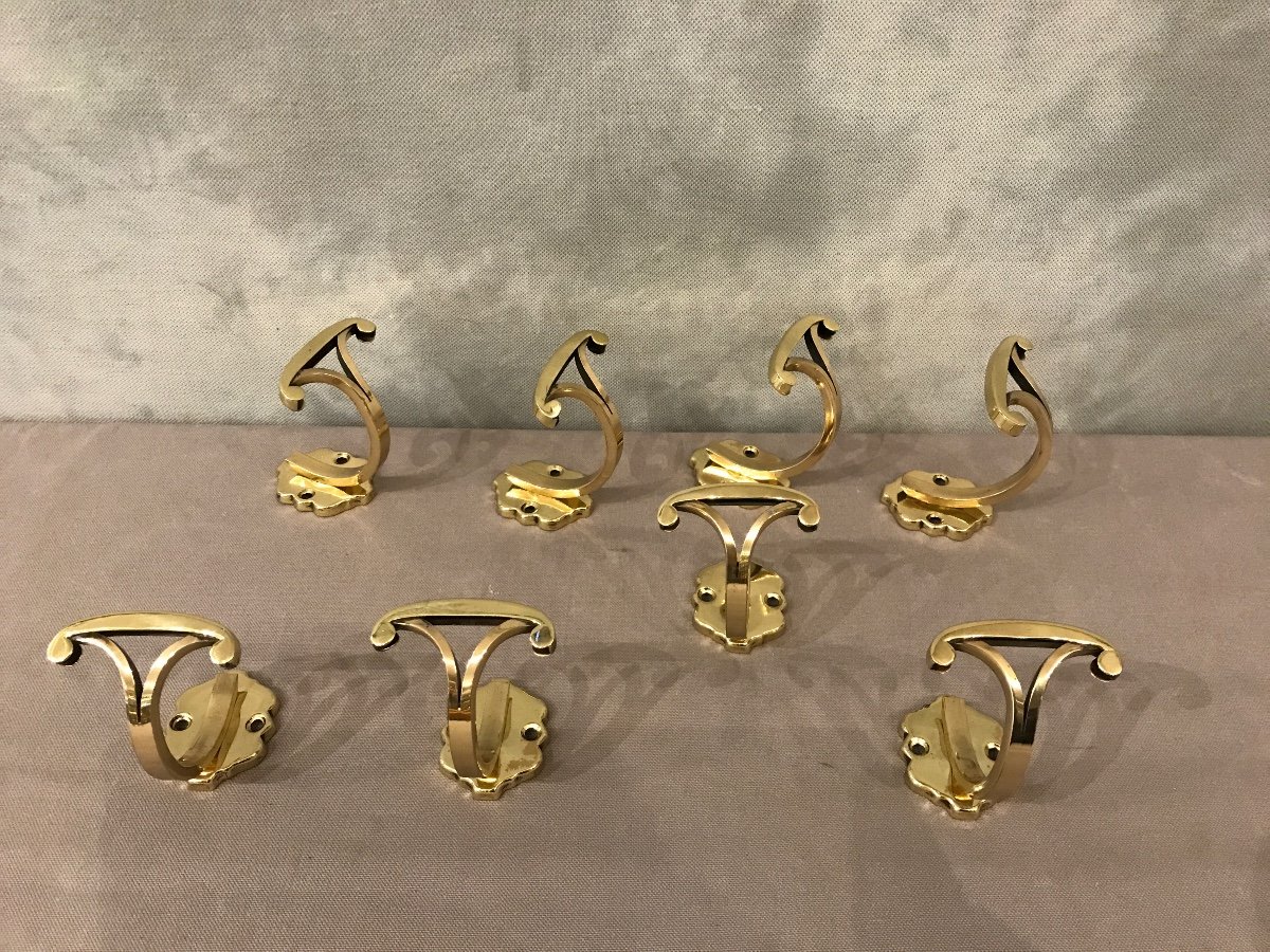 8 19th Century Brass Coat Hooks-photo-3