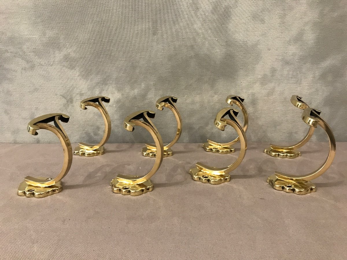 8 19th Century Brass Coat Hooks-photo-4