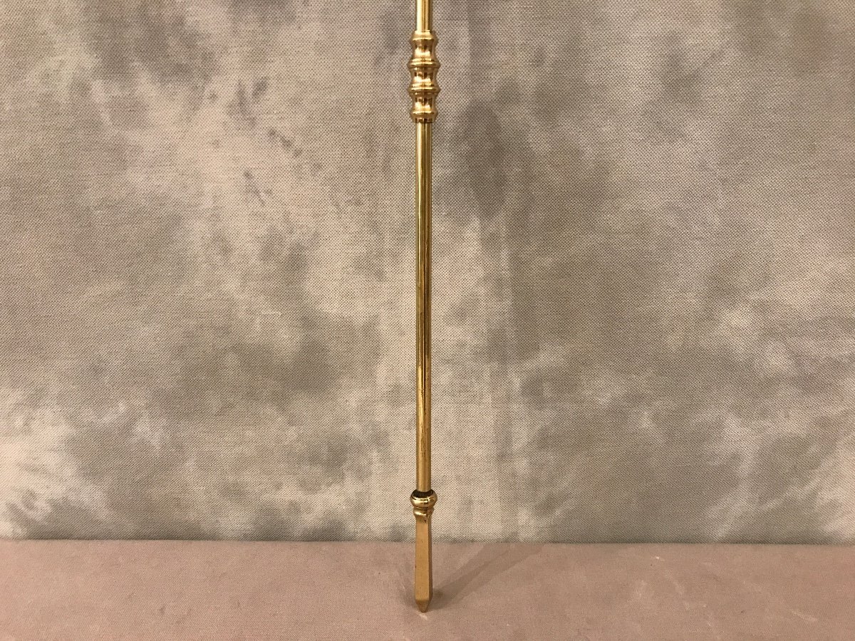 Beau Tisonnier En Laiton D’époque 19ème Hauteur 71 Cm -photo-3