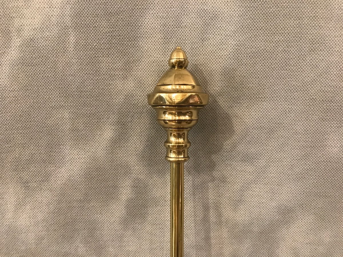 Beau Tisonnier En Laiton D’époque 19ème Hauteur 71 Cm -photo-4