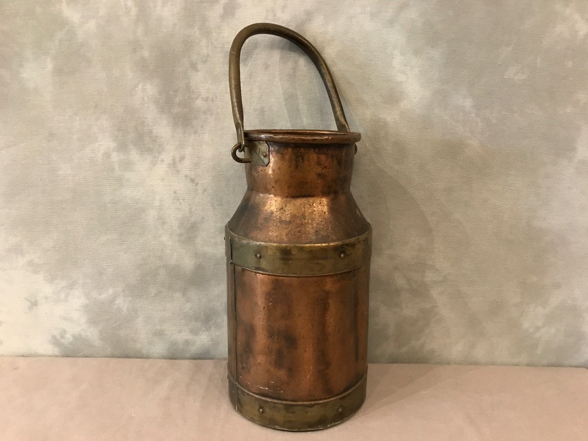 Copper Bucket Old 20th Century Milk Jug -photo-2