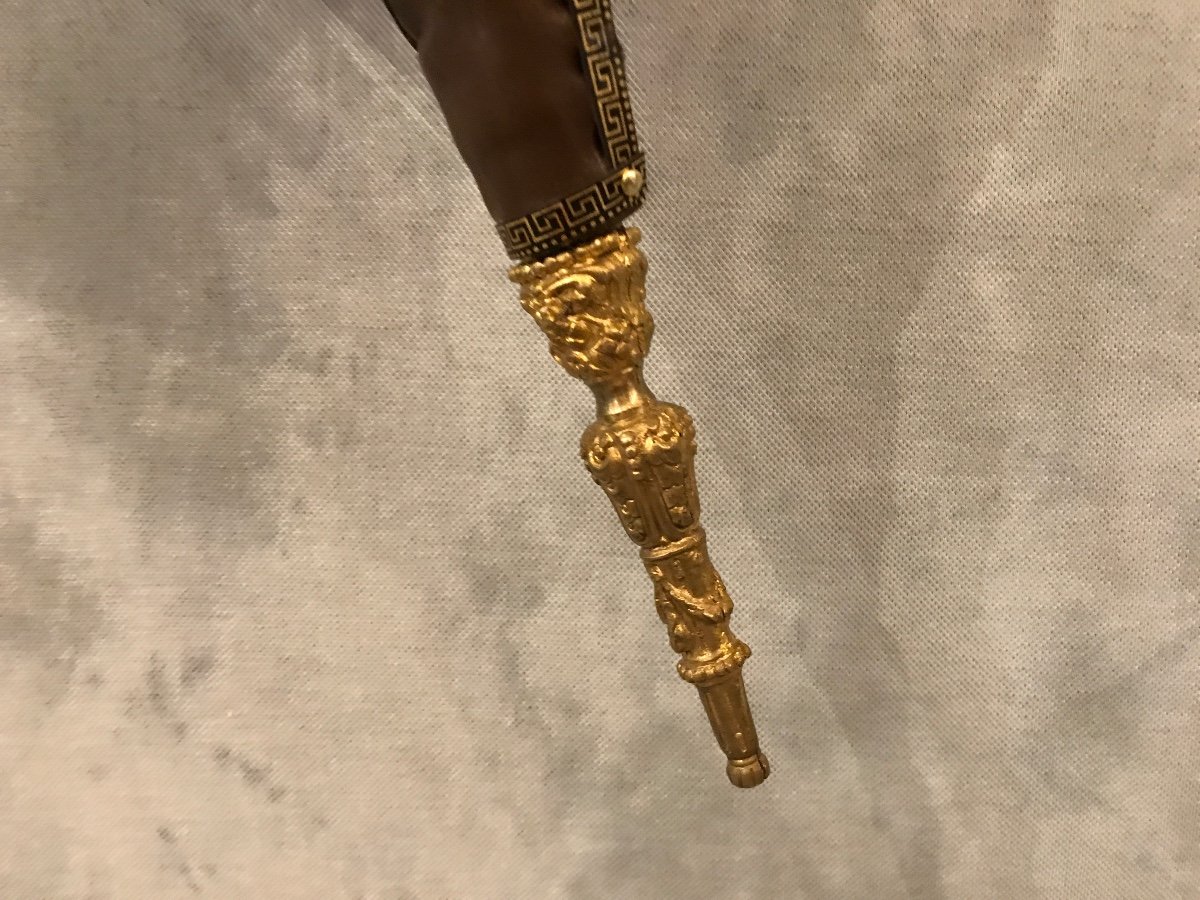 Soufflet De Cheminée Ancien En Palissandre Vernis Et Laiton D’époque 19 ème -photo-4
