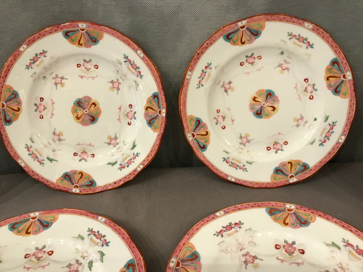 Ensemble De Six Assiettes à  Dessert En Porcelaine De Minton D’époque 19 ème -photo-1