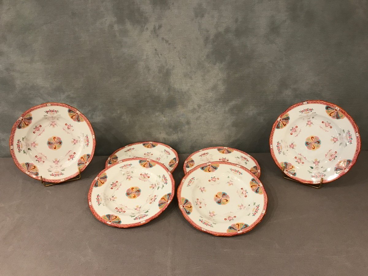 Set Of Six 19th Century Minton Porcelain Dessert Plates -photo-3