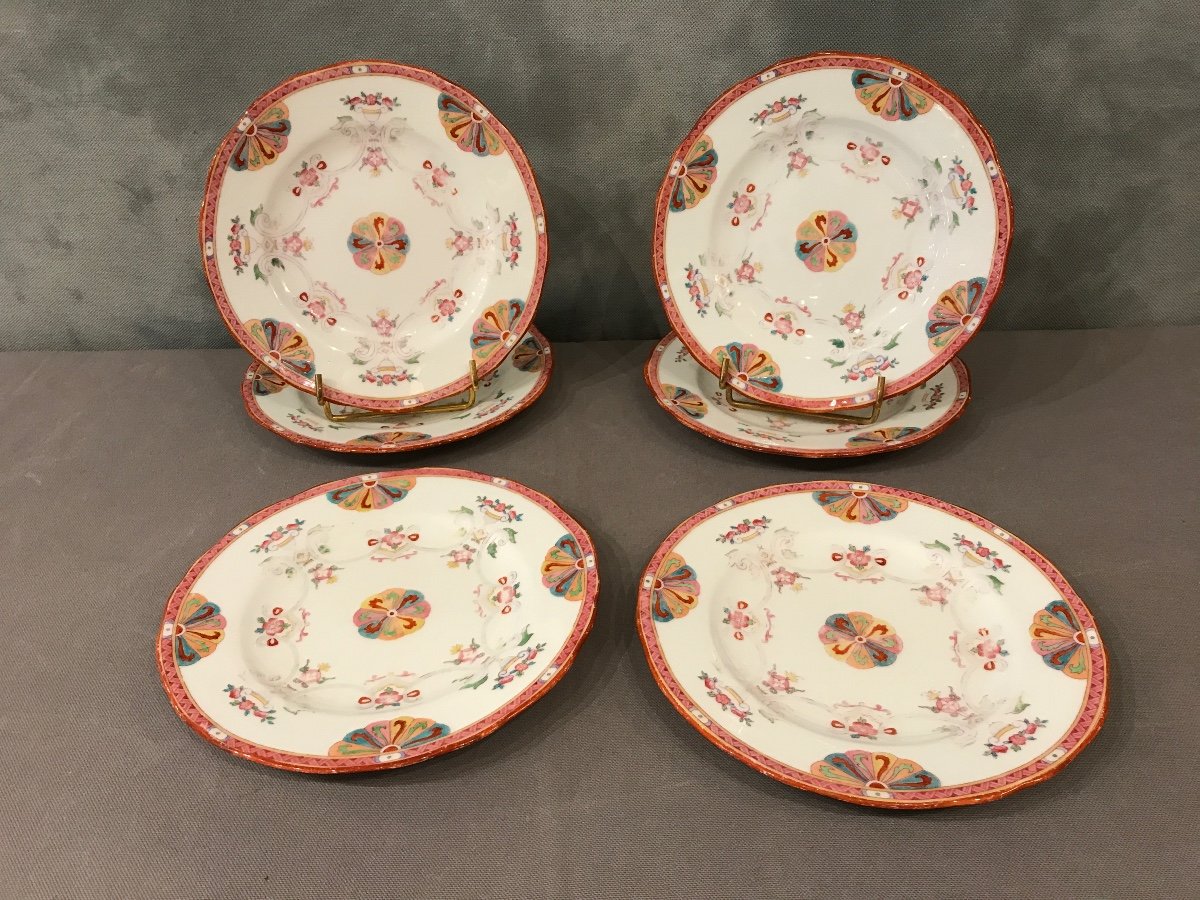 Set Of Six 19th Century Minton Porcelain Dessert Plates 