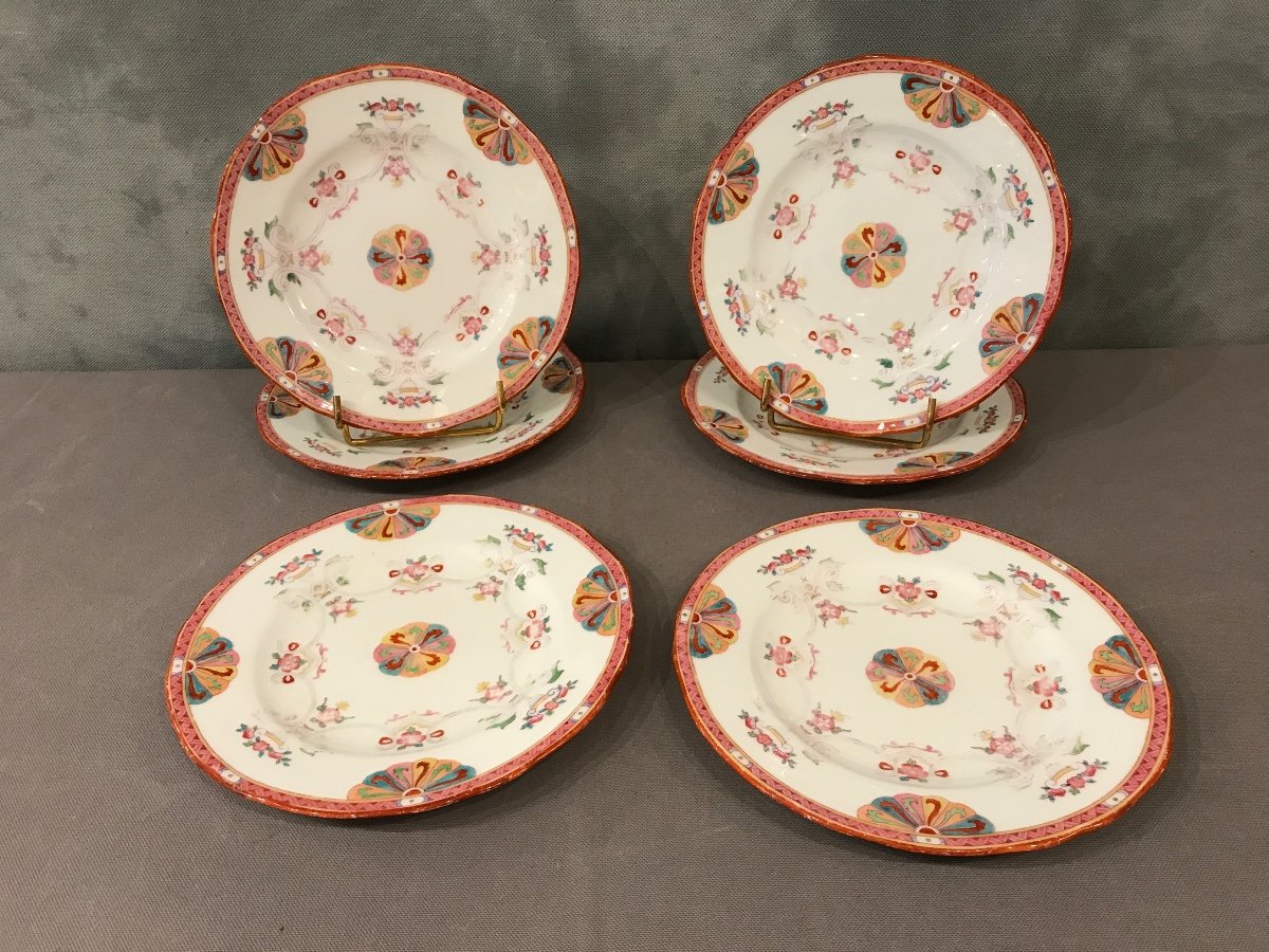 Ensemble De Six Assiettes à  Dessert En Porcelaine De Minton D’époque 19 ème 