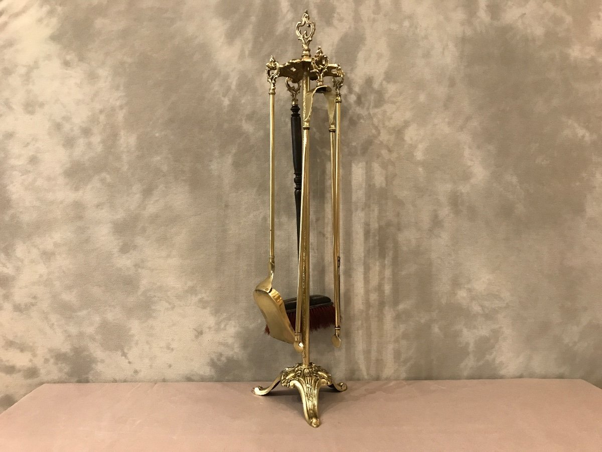 19th Century Bronze And Brass Fireplace Servant In Louis XV Style 