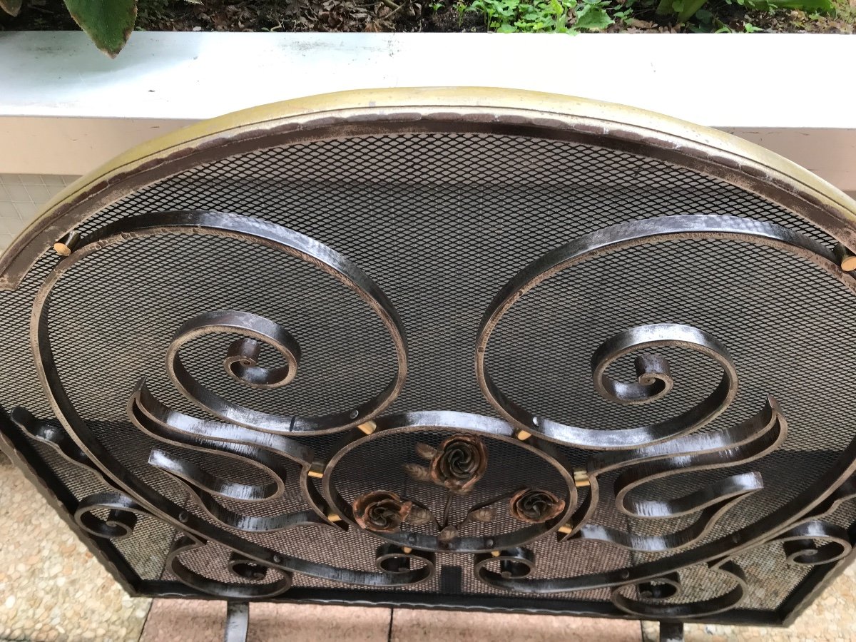 Beautiful Vintage Wrought Iron Fire Screen Fire Screen Circa 1930/1940-photo-4