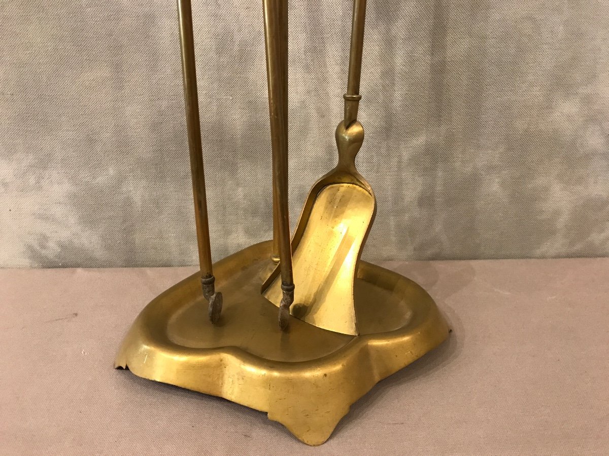 Antique Brass Fireplace Servant From The 19th Louis Philippe Period. -photo-3