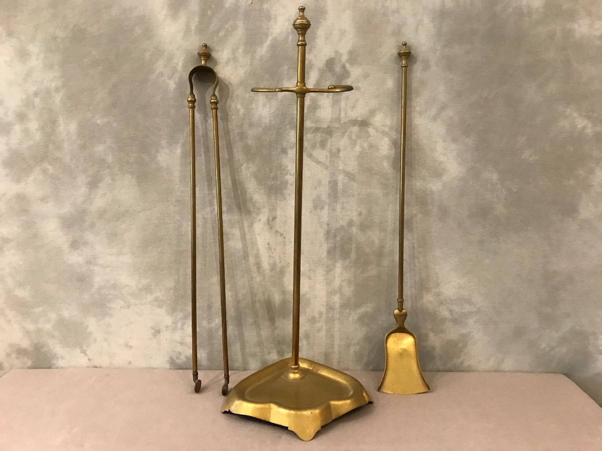 Antique Brass Fireplace Servant From The 19th Louis Philippe Period. -photo-4