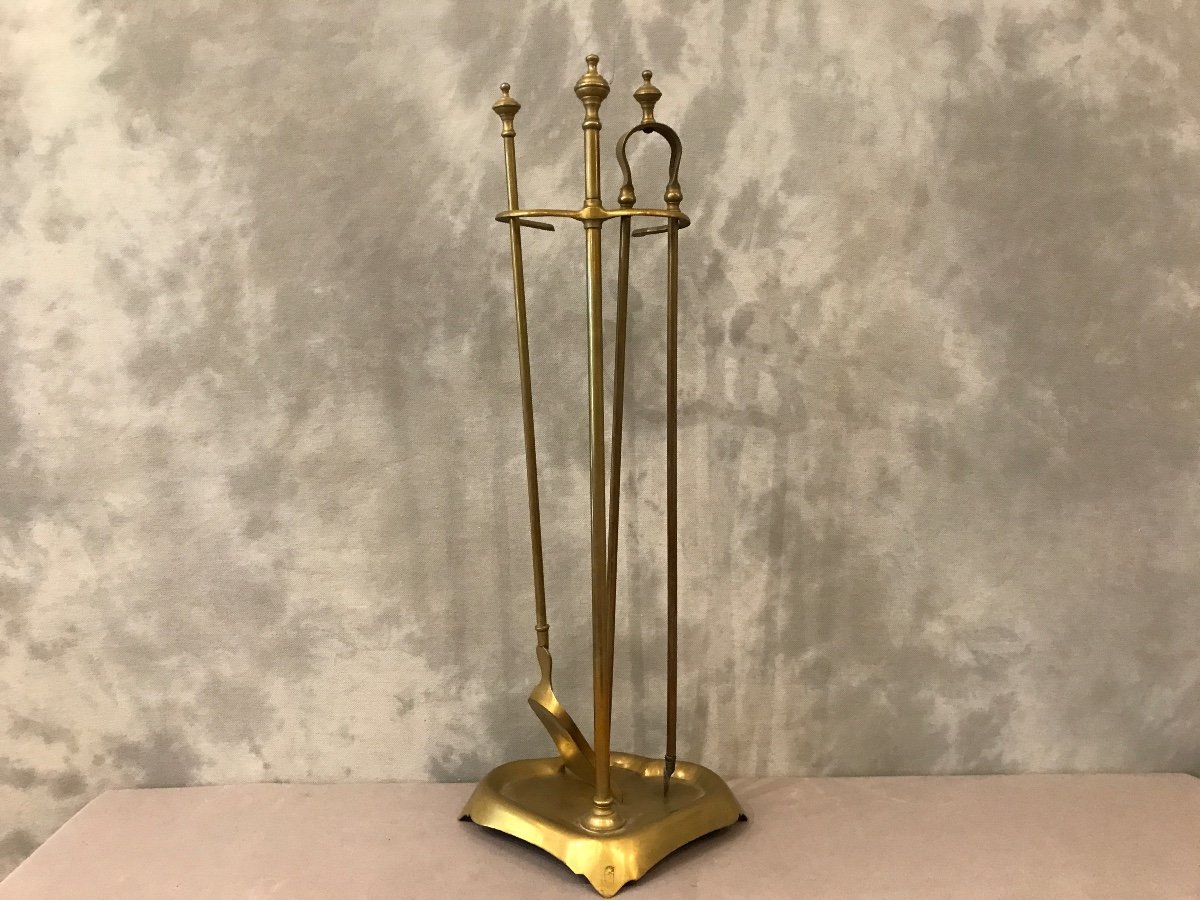 Antique Brass Fireplace Servant From The 19th Louis Philippe Period. -photo-1