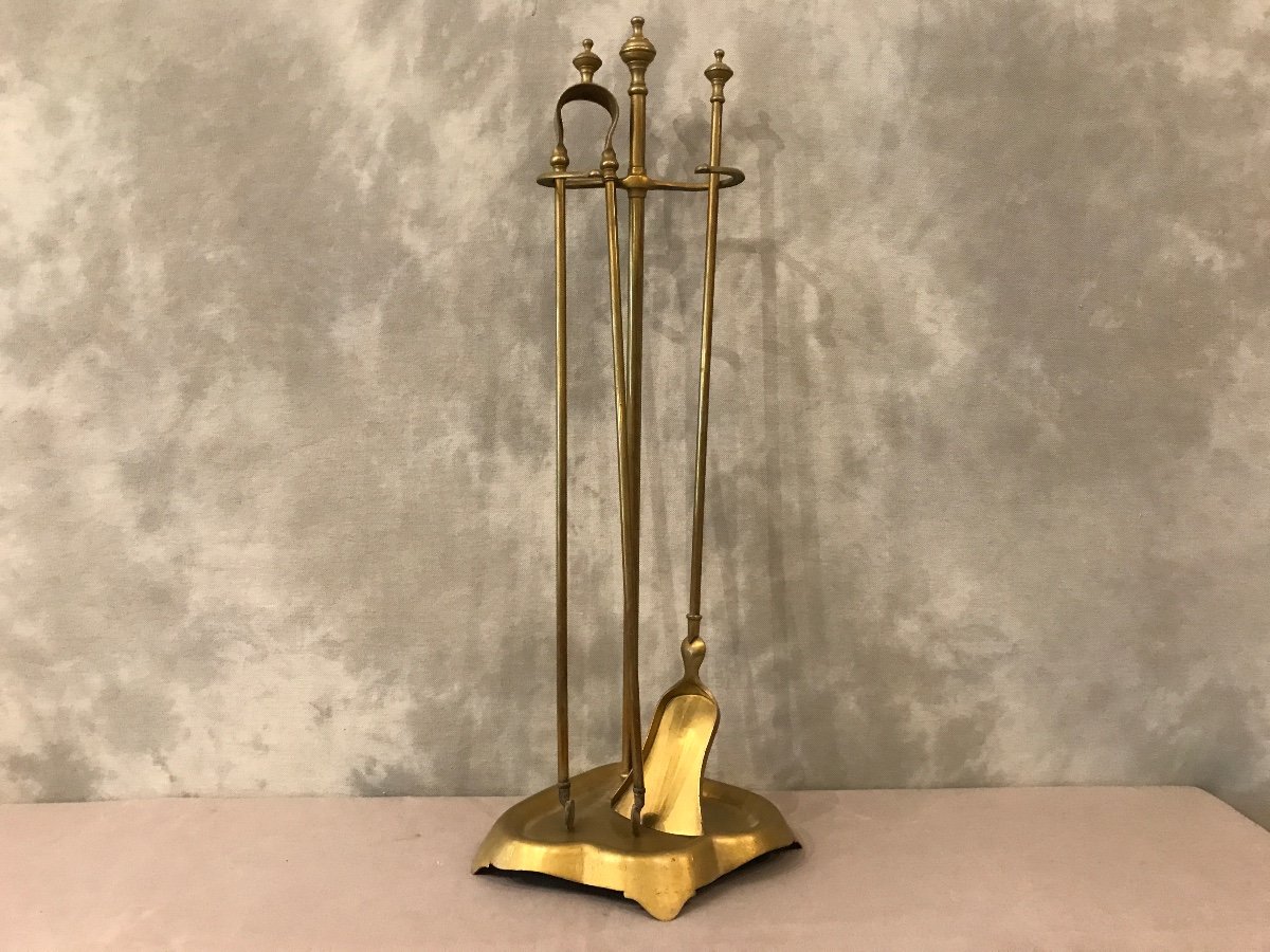 Antique Brass Fireplace Servant From The 19th Louis Philippe Period. 