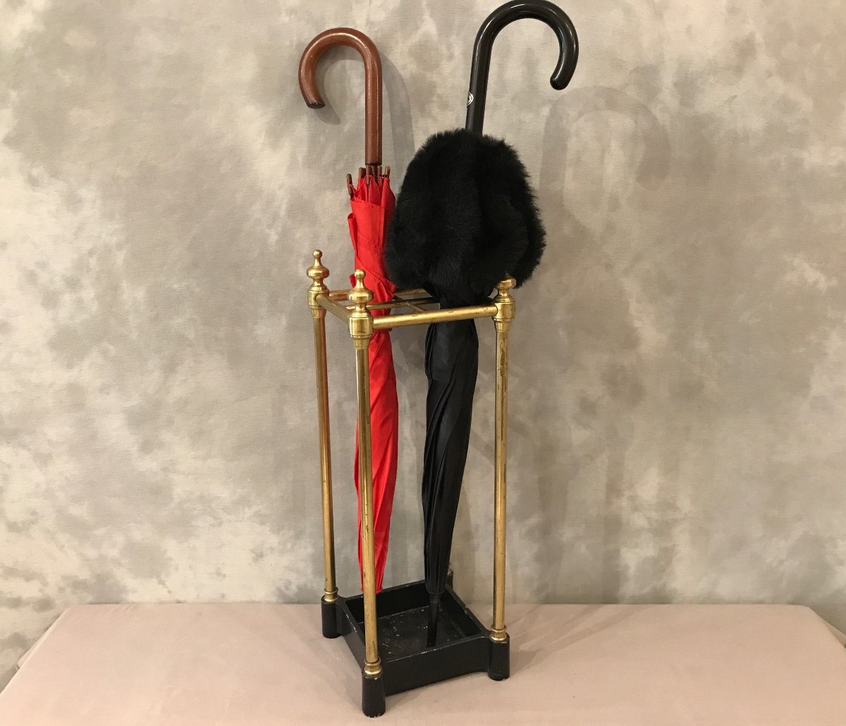 19th Century 4 Hole Umbrella Stand In Brass 