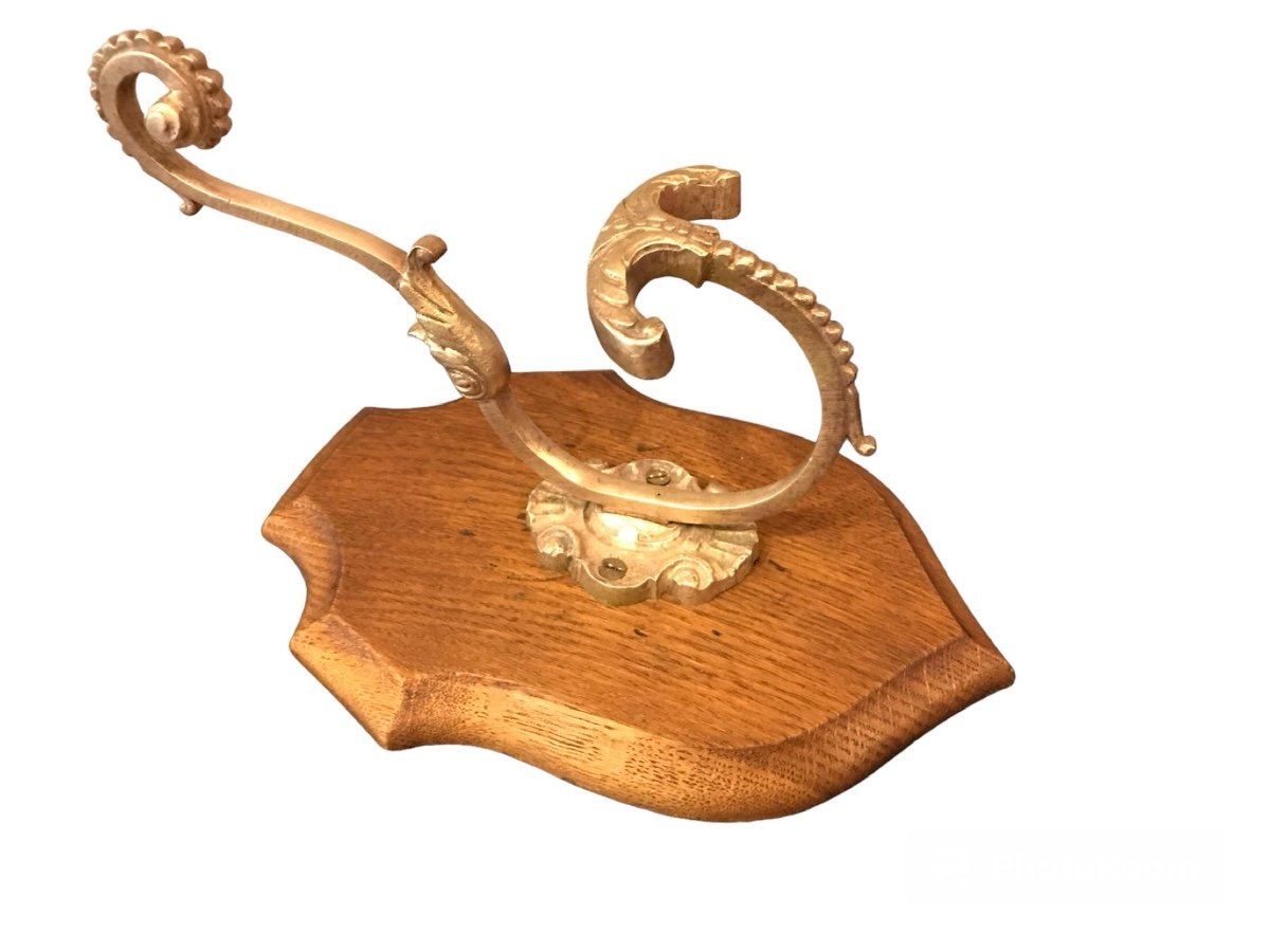 Patère En Bronze Sur Bois D’époque 19 ème De Style Louis XVI -photo-3