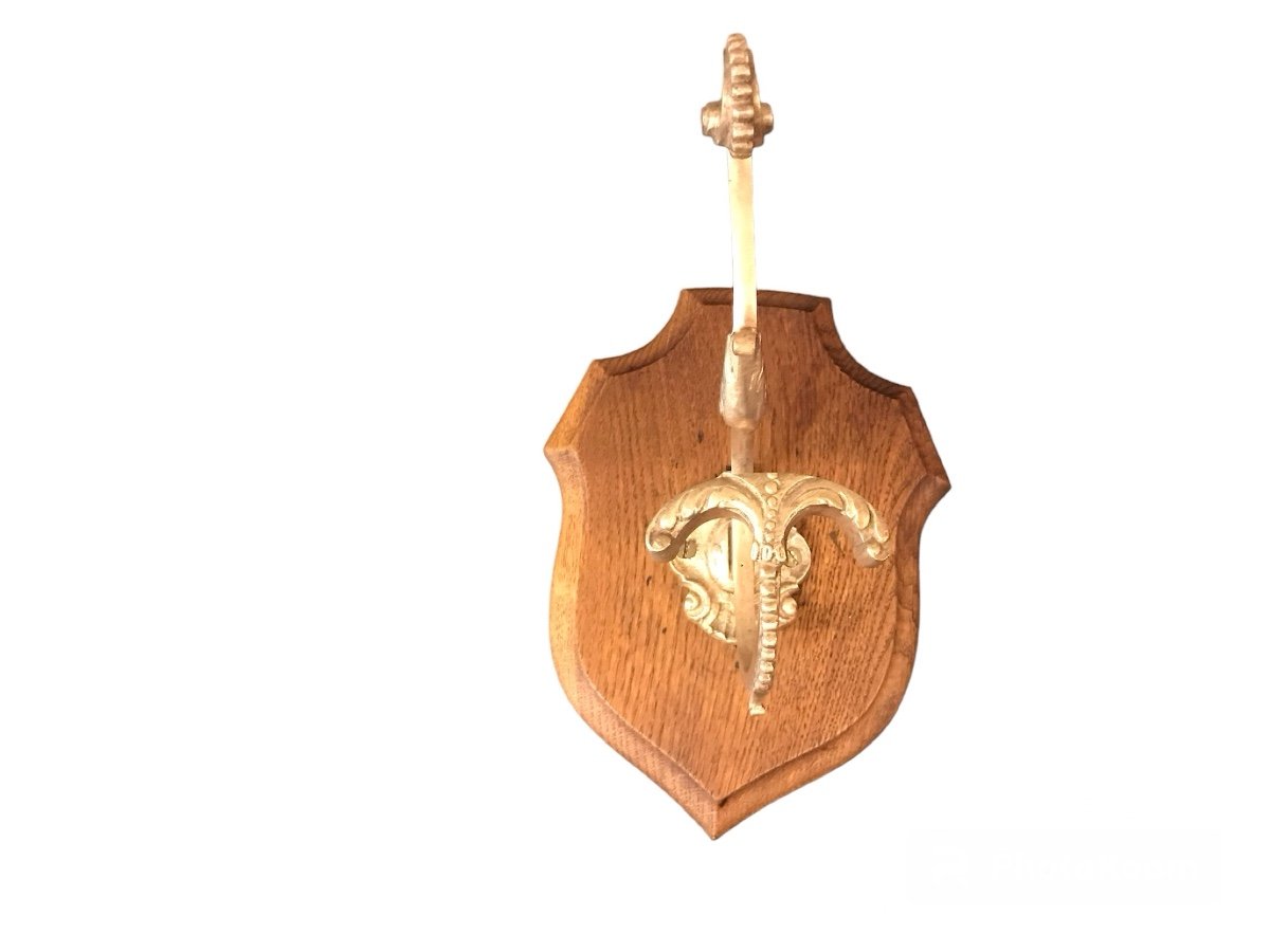 Patère En Bronze Sur Bois D’époque 19 ème De Style Louis XVI -photo-1