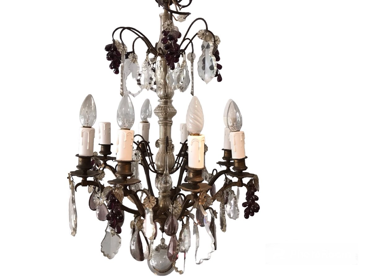 19th Century Crystal Chandelier With 8 Lights -photo-4