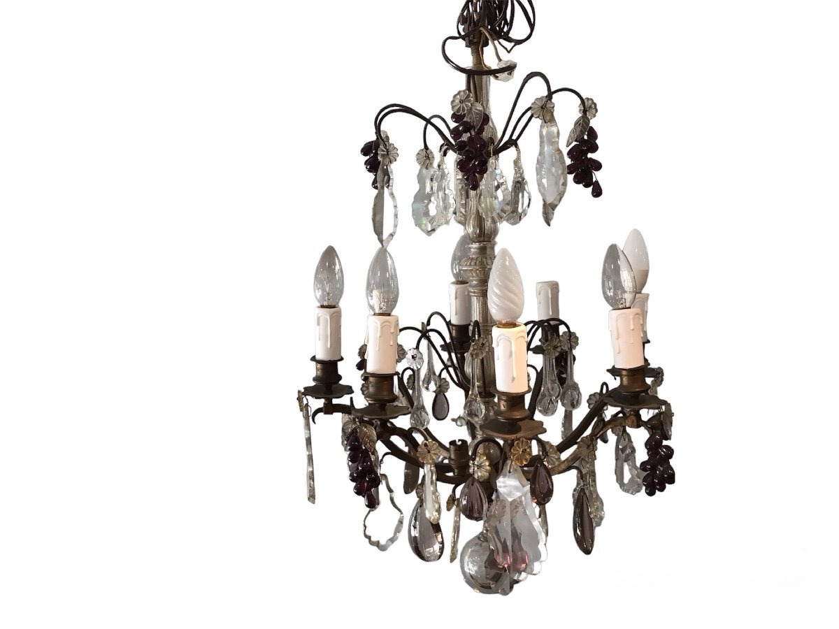 19th Century Crystal Chandelier With 8 Lights -photo-1