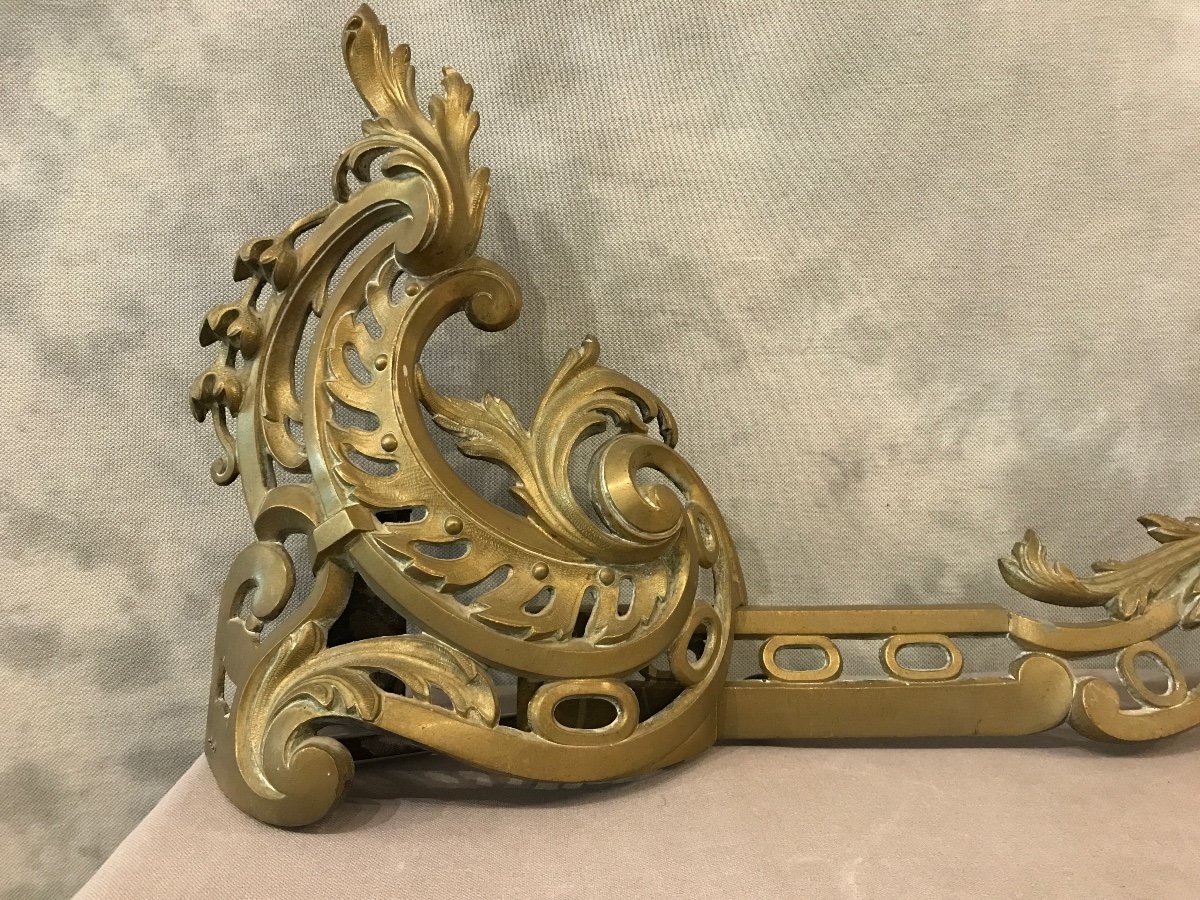19th Century Louis XV Style Bronze Fireplace Bar -photo-4