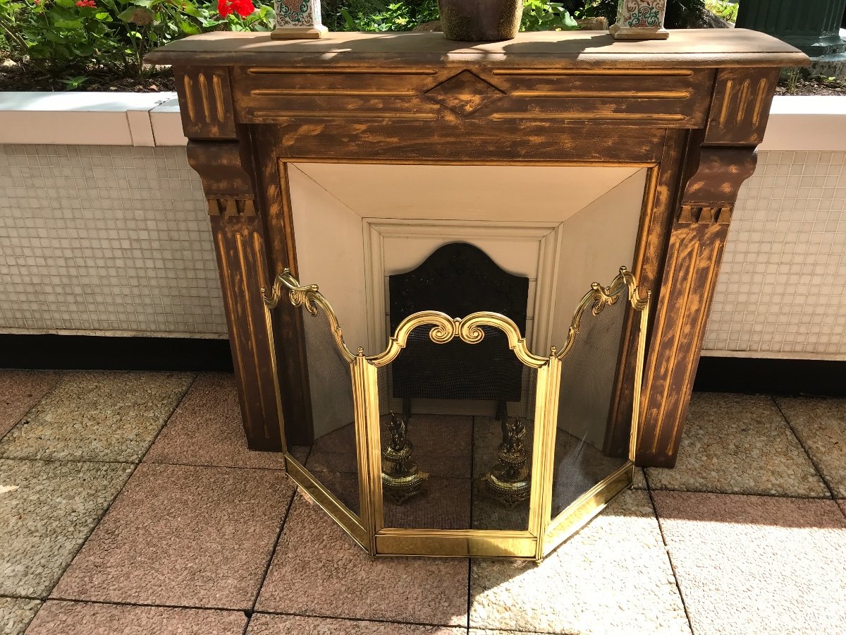 Cheminée Décorative En Bois Peint XXème 