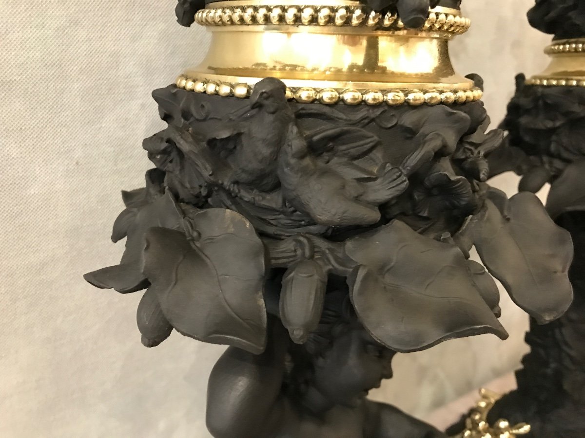 Belle Paire De Lampes à Huile En Régule D’époque 19 ème Napoléon III-photo-5