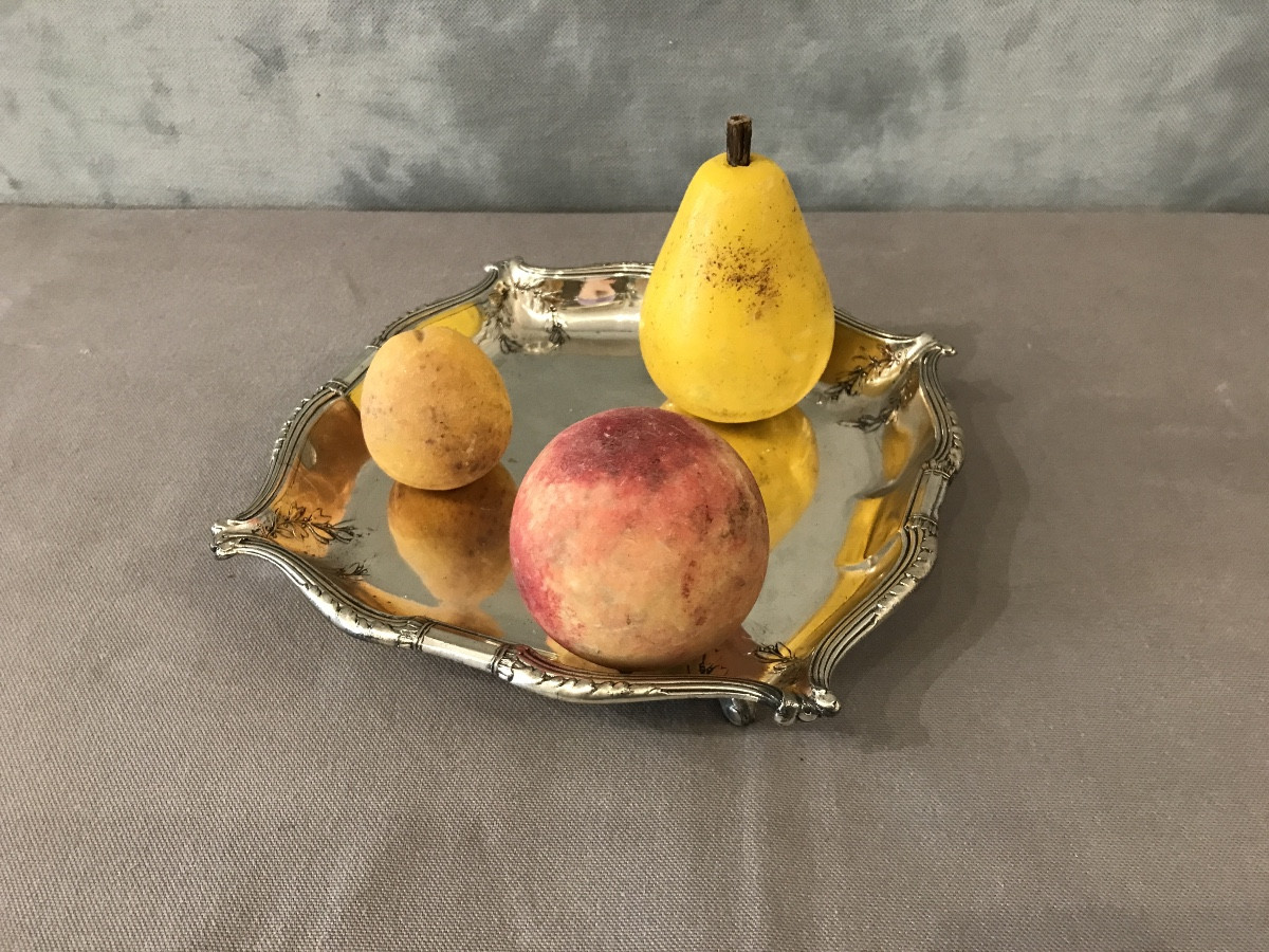 Petit Plateau Coupe De Fruits En Métal Argenté Début 20 ème 