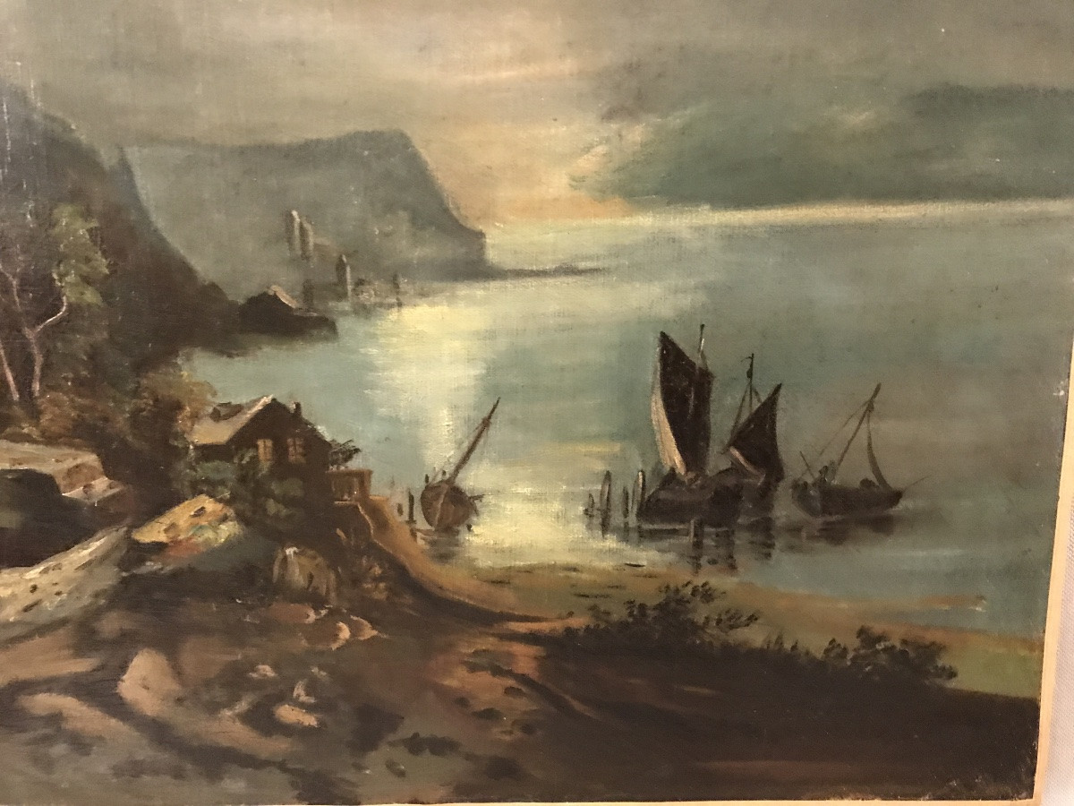 Huile Sur Toile D’époque 18 ème , Peinture Paysage -photo-3