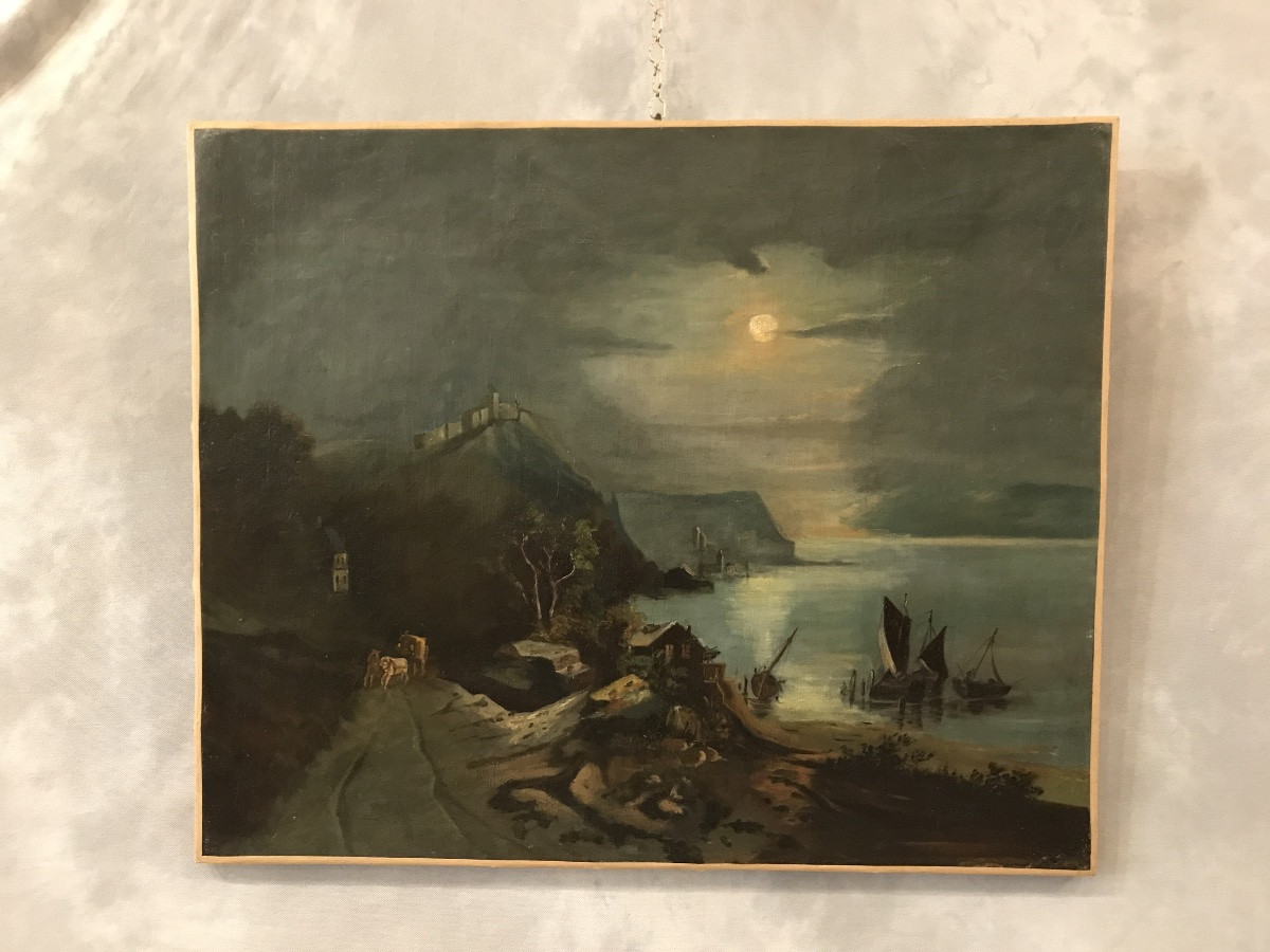 Huile Sur Toile D’époque 18 ème , Peinture Paysage -photo-1