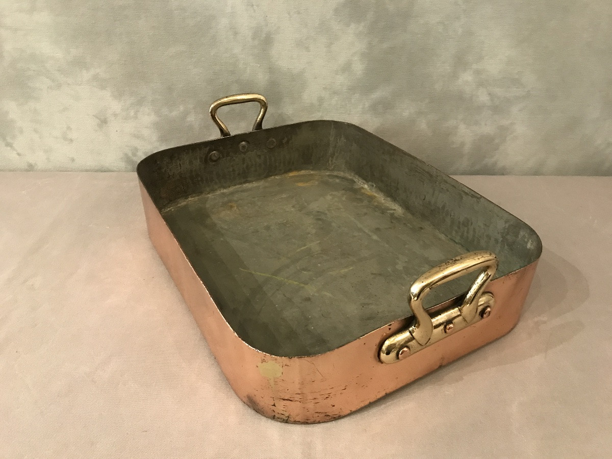 19th Century Rectangular Copper Roasting Dish -photo-3