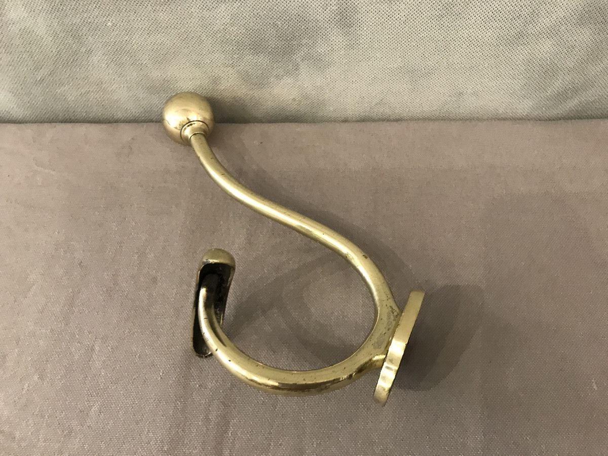 Patère, Porte Manteaux En Laiton Poli D’époque 19 ème 