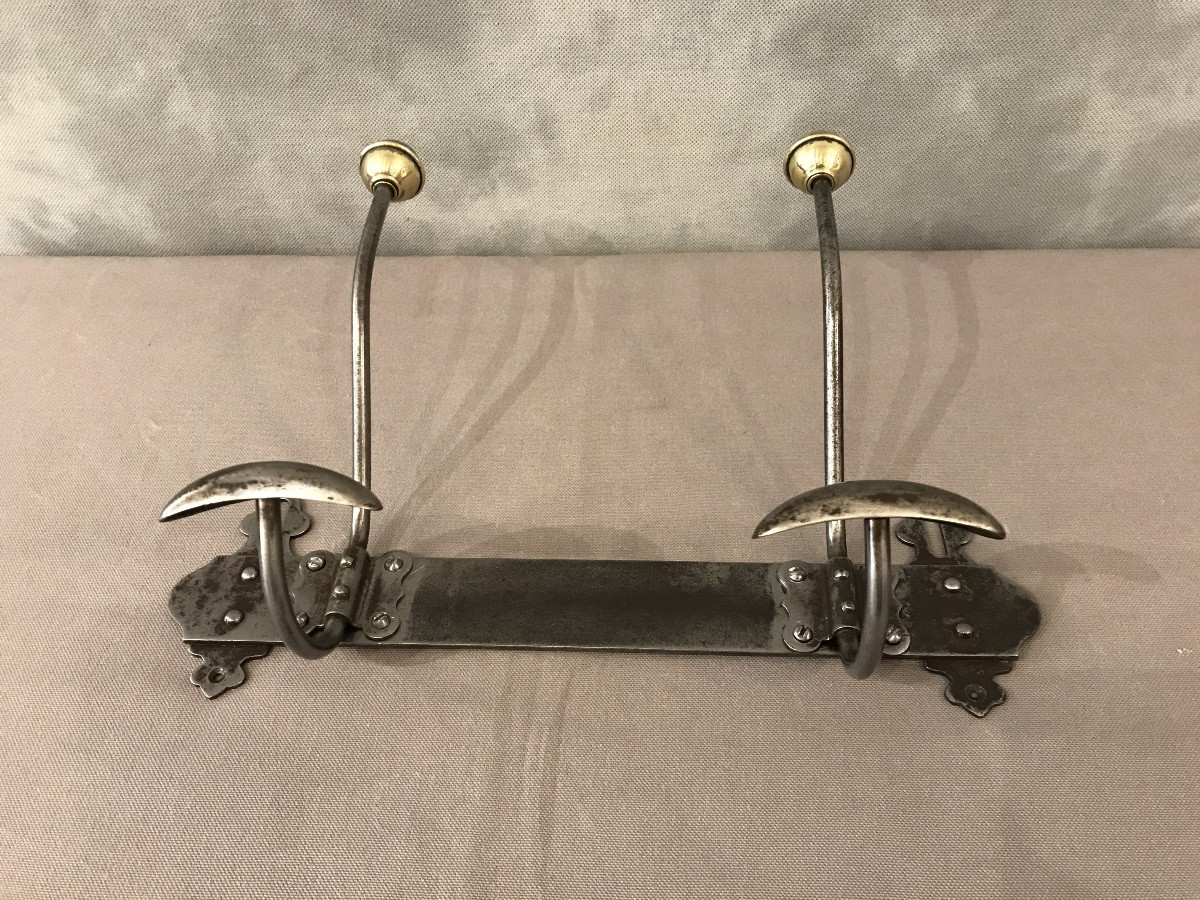 19th Century Iron And Brass Coat Racks -photo-3