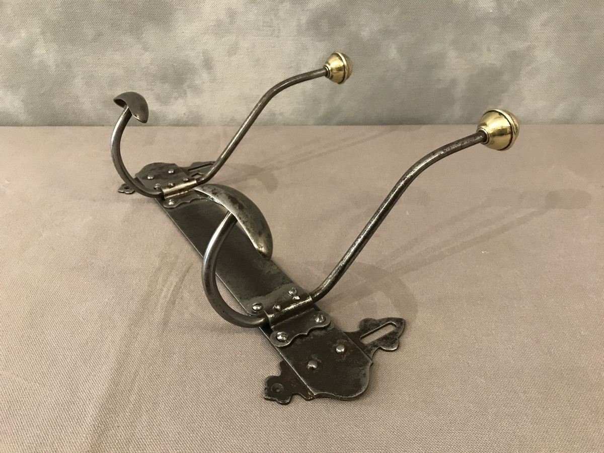 19th Century Iron And Brass Coat Racks -photo-4
