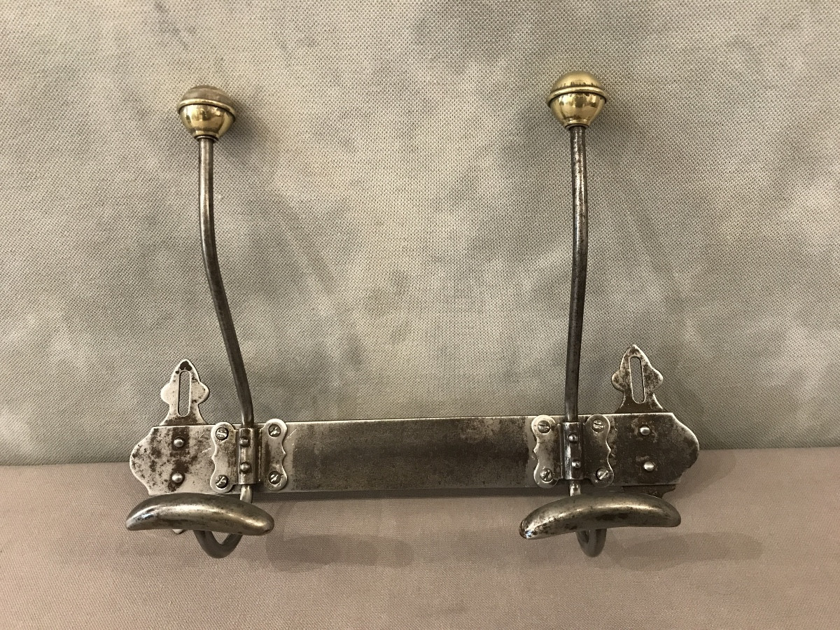 19th Century Iron And Brass Coat Racks 