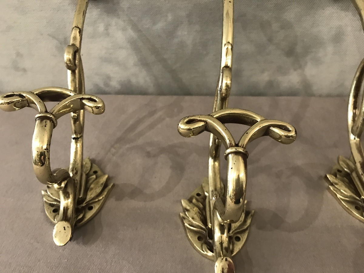 4 Art Nouveau Bronze Coat Hooks -photo-2