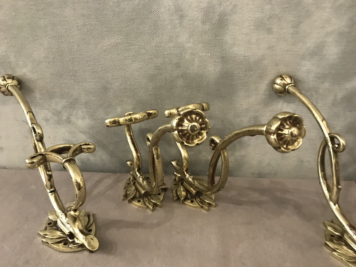 4 Art Nouveau Bronze Coat Hooks -photo-4