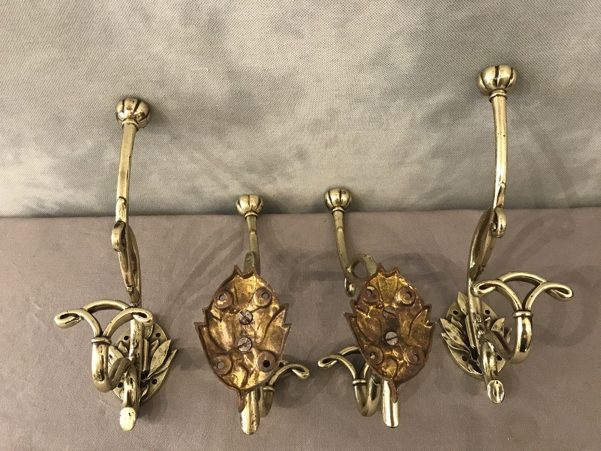 4 Art Nouveau Bronze Coat Hooks -photo-5