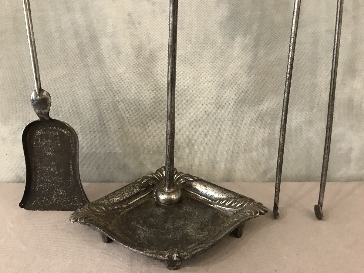 Serviteur de cheminée en fer et en fonte d’époque 19 ème -photo-4