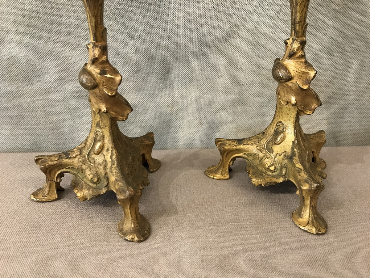 Paire de bougeoirs en régule d’époque 19 ème -photo-3