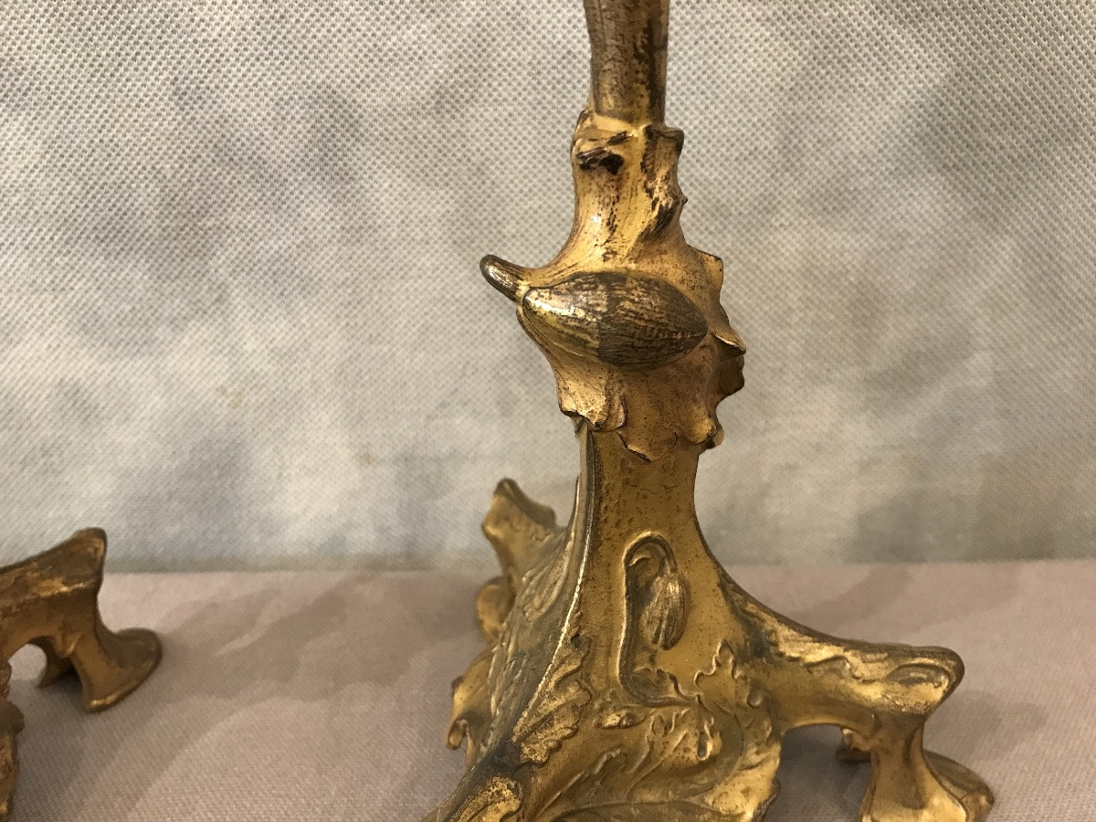 Paire de bougeoirs en régule d’époque 19 ème -photo-1