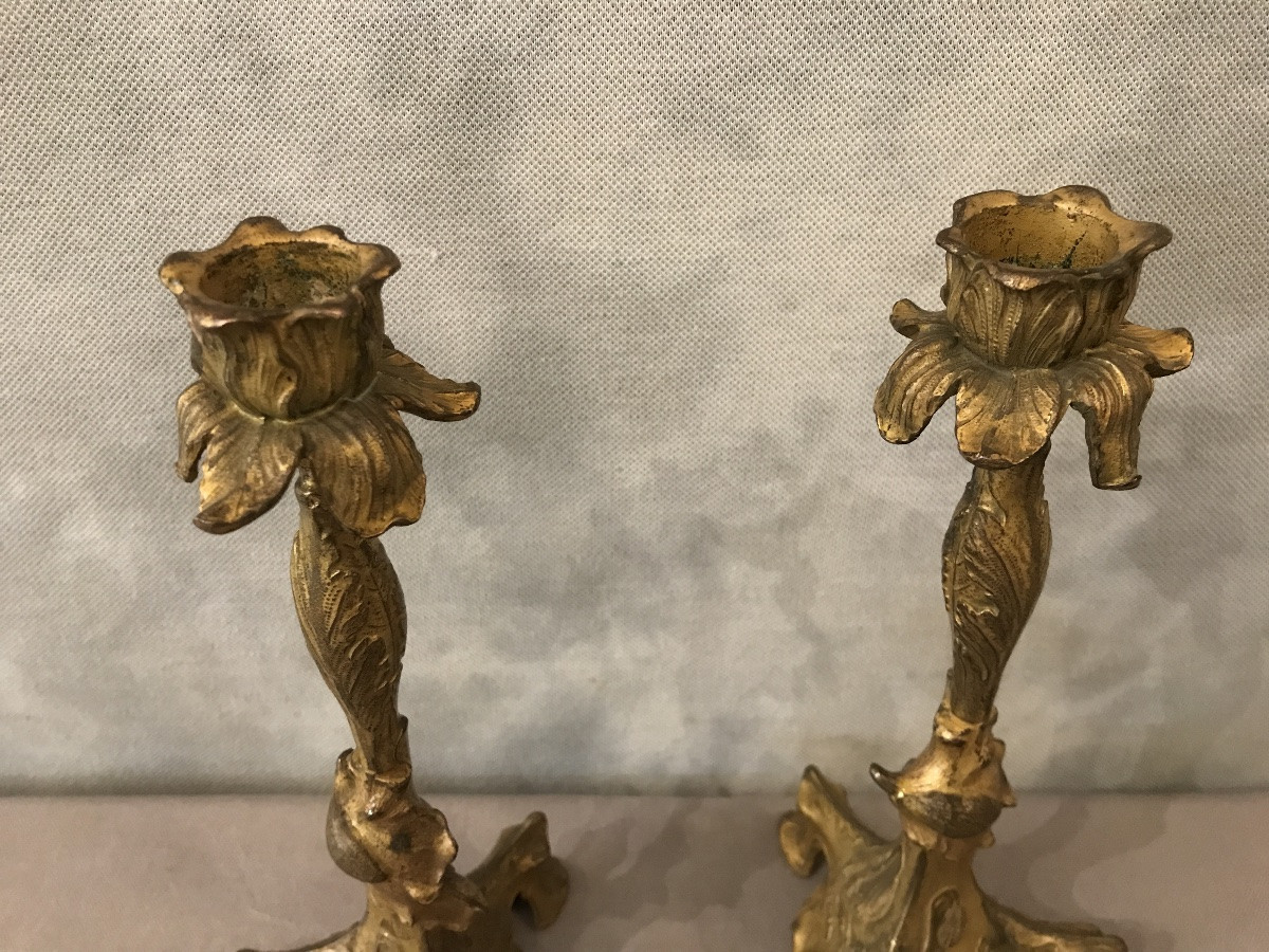 Paire de bougeoirs en régule d’époque 19 ème -photo-2