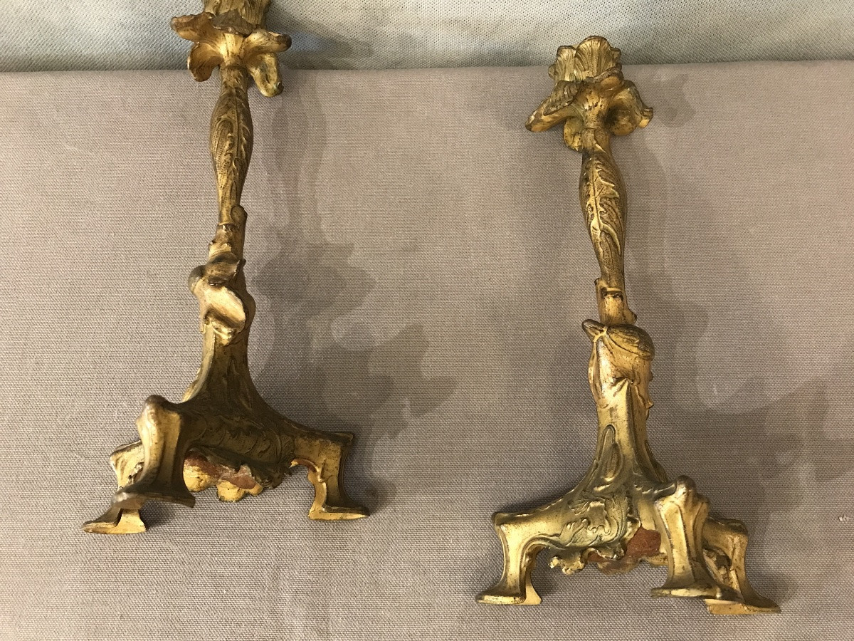 Paire de bougeoirs en régule d’époque 19 ème -photo-4